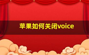 苹果如何关闭voice