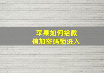 苹果如何给微信加密码锁进入