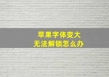 苹果字体变大无法解锁怎么办