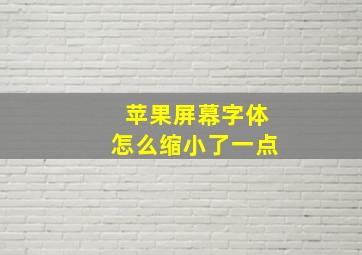 苹果屏幕字体怎么缩小了一点