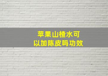 苹果山楂水可以加陈皮吗功效