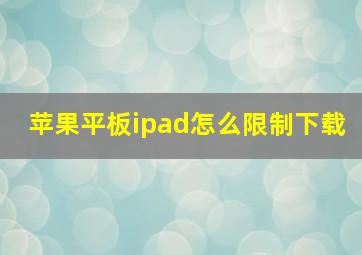 苹果平板ipad怎么限制下载