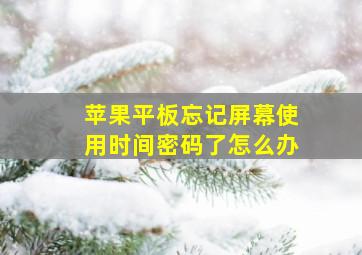 苹果平板忘记屏幕使用时间密码了怎么办