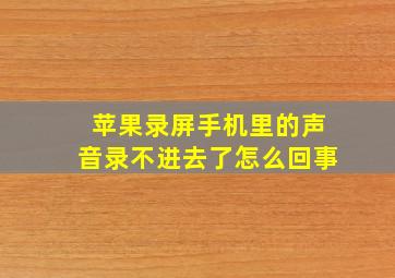 苹果录屏手机里的声音录不进去了怎么回事