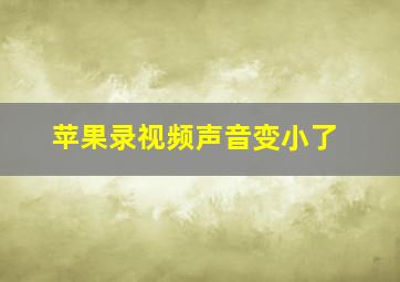 苹果录视频声音变小了