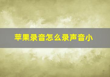 苹果录音怎么录声音小