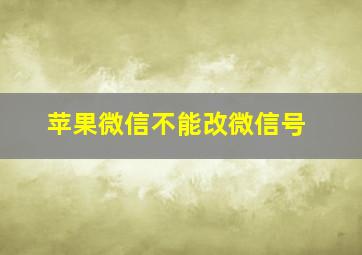 苹果微信不能改微信号