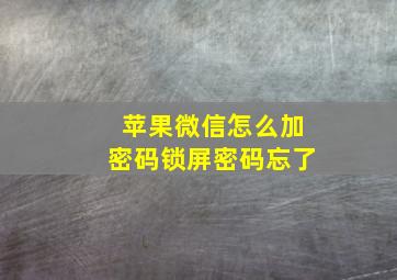 苹果微信怎么加密码锁屏密码忘了