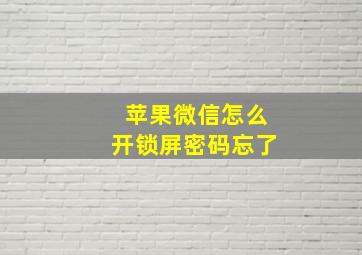 苹果微信怎么开锁屏密码忘了