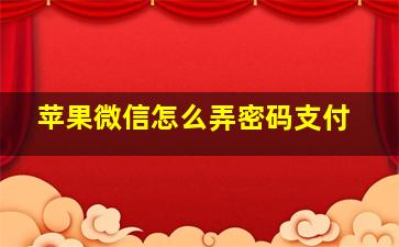 苹果微信怎么弄密码支付