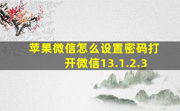 苹果微信怎么设置密码打开微信13.1.2.3