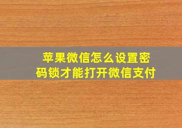 苹果微信怎么设置密码锁才能打开微信支付