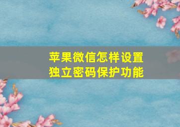 苹果微信怎样设置独立密码保护功能