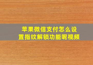 苹果微信支付怎么设置指纹解锁功能呢视频