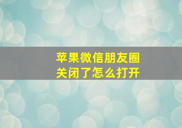 苹果微信朋友圈关闭了怎么打开