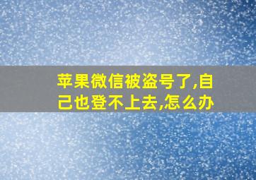 苹果微信被盗号了,自己也登不上去,怎么办