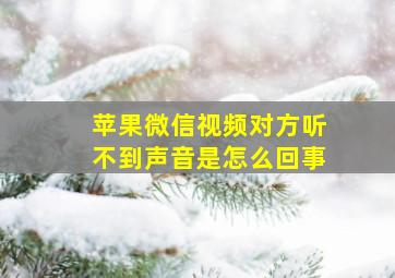 苹果微信视频对方听不到声音是怎么回事