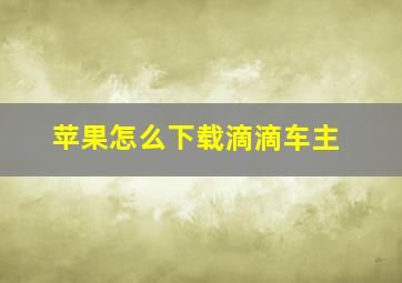 苹果怎么下载滴滴车主