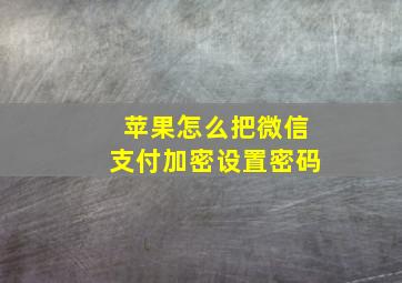 苹果怎么把微信支付加密设置密码