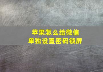 苹果怎么给微信单独设置密码锁屏