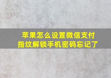 苹果怎么设置微信支付指纹解锁手机密码忘记了