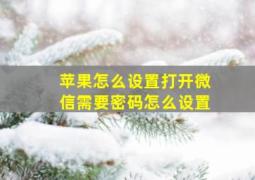 苹果怎么设置打开微信需要密码怎么设置