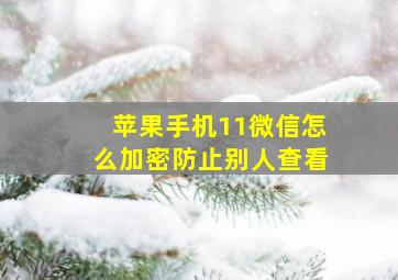 苹果手机11微信怎么加密防止别人查看