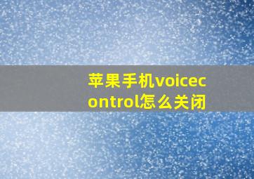 苹果手机voicecontrol怎么关闭