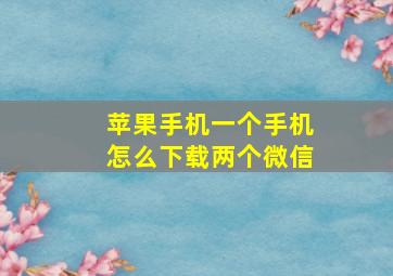 苹果手机一个手机怎么下载两个微信