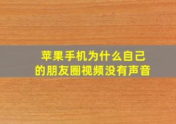 苹果手机为什么自己的朋友圈视频没有声音