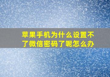 苹果手机为什么设置不了微信密码了呢怎么办