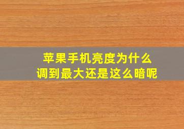 苹果手机亮度为什么调到最大还是这么暗呢