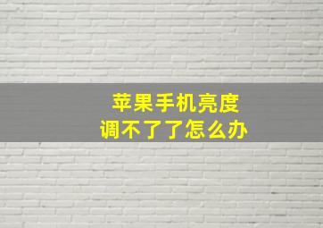 苹果手机亮度调不了了怎么办