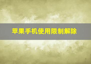 苹果手机使用限制解除