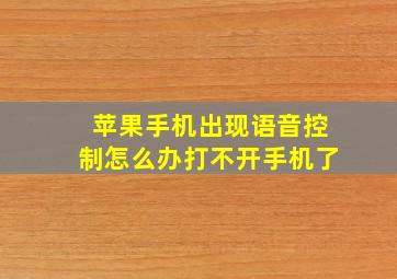 苹果手机出现语音控制怎么办打不开手机了