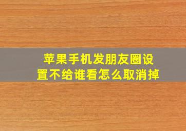 苹果手机发朋友圈设置不给谁看怎么取消掉