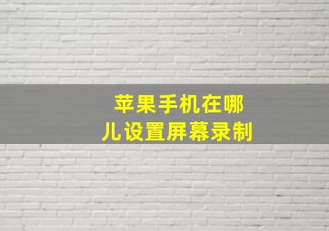 苹果手机在哪儿设置屏幕录制