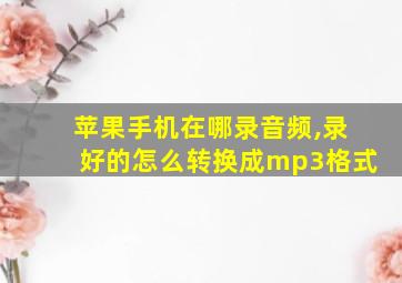 苹果手机在哪录音频,录好的怎么转换成mp3格式