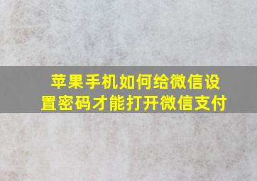 苹果手机如何给微信设置密码才能打开微信支付