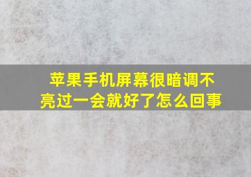 苹果手机屏幕很暗调不亮过一会就好了怎么回事