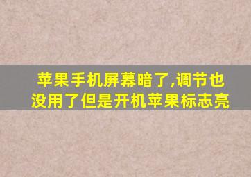 苹果手机屏幕暗了,调节也没用了但是开机苹果标志亮