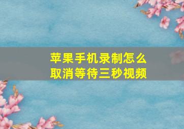 苹果手机录制怎么取消等待三秒视频