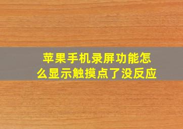 苹果手机录屏功能怎么显示触摸点了没反应