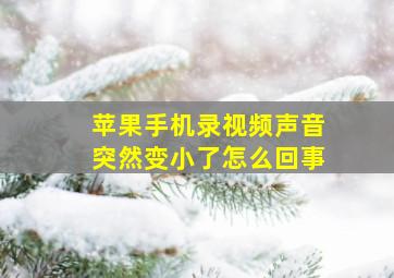 苹果手机录视频声音突然变小了怎么回事