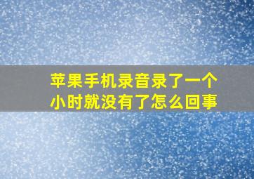 苹果手机录音录了一个小时就没有了怎么回事