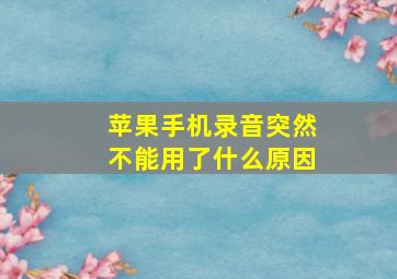 苹果手机录音突然不能用了什么原因