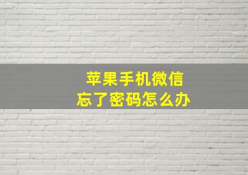 苹果手机微信忘了密码怎么办