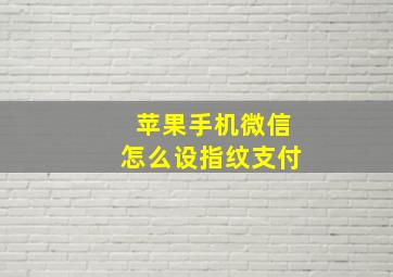 苹果手机微信怎么设指纹支付