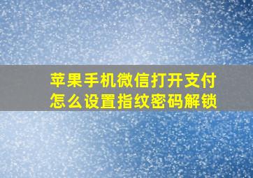 苹果手机微信打开支付怎么设置指纹密码解锁