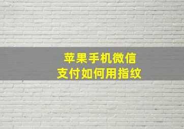 苹果手机微信支付如何用指纹